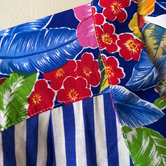 Vintage Cape Cod Sportswear tropical stripe & floral print button down blouse - Picture 5 of 7